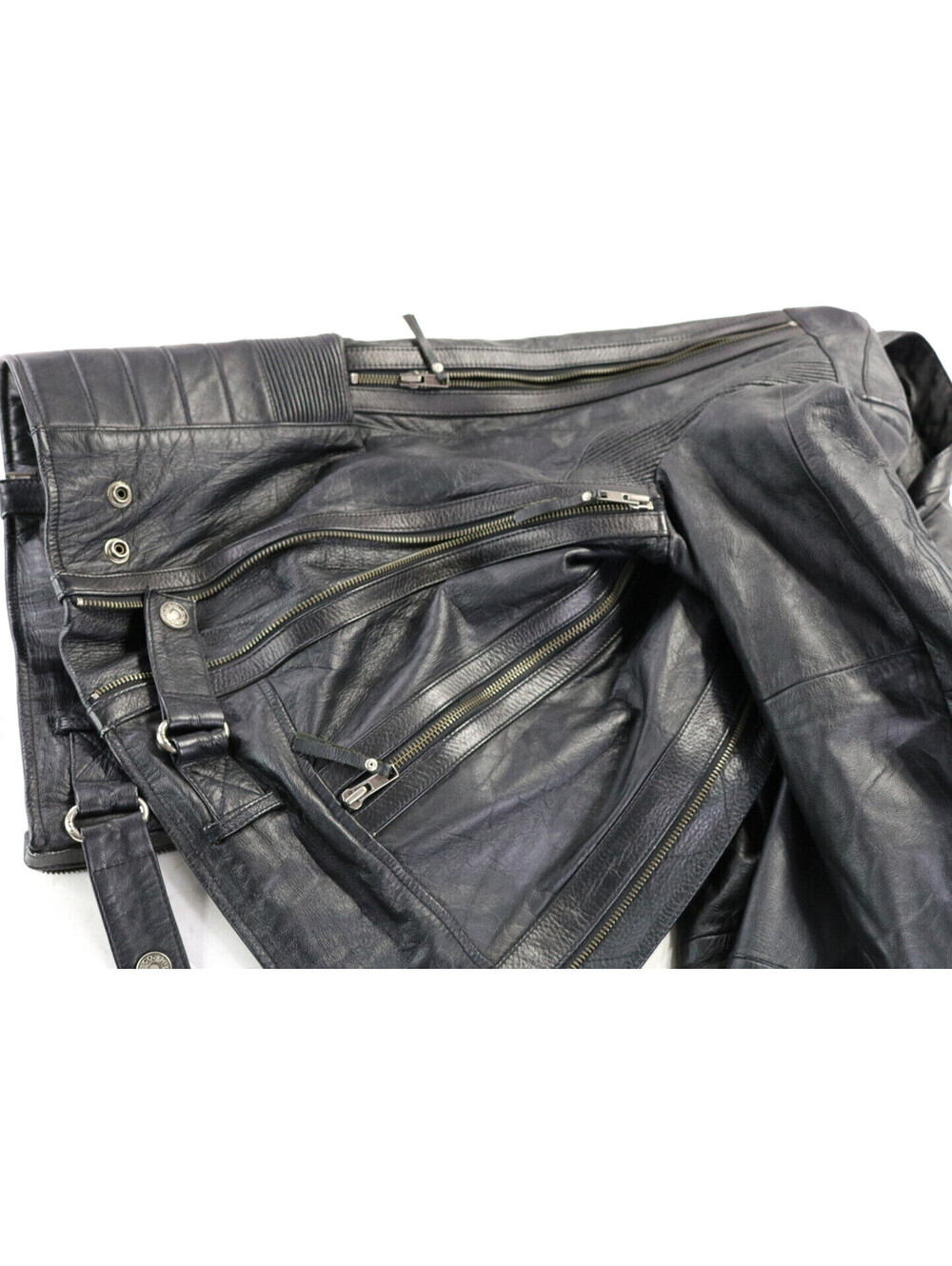 harley davidson jacket M black leather Messenger skull vents armor pockets zip